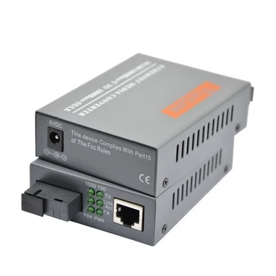 3km Gigabit Single Fiber SC Port External Power Supply Optical Media Converter o - Image 1 of 4
