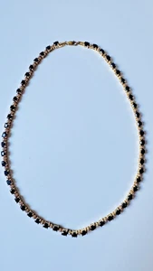 Vintage echt Saphir & Diamant Tennis Halskette vergoldet Sterlingsilber - Bild 1 von 8