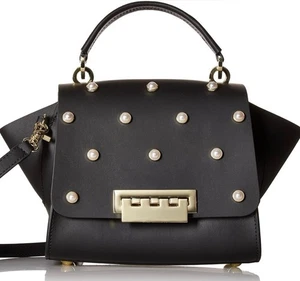 Bolso Bandolera de Cuero ZAC Zac Posen Eartha Negro Dorado Perla Asa Superior - Imagen 1 de 8