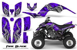 KIT GRÁFICOS YAMAHA RAPTOR 660 CREATORX CALCOMANÍAS PEGATINAS HOJA FUEGO NEGRO-PÚRPURA - Imagen 1 de 1