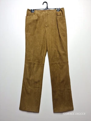 Pantalones para mujer Nine West marrones 100 % cuero pierna recta tiro medio talla 4 Foto 1 de 4