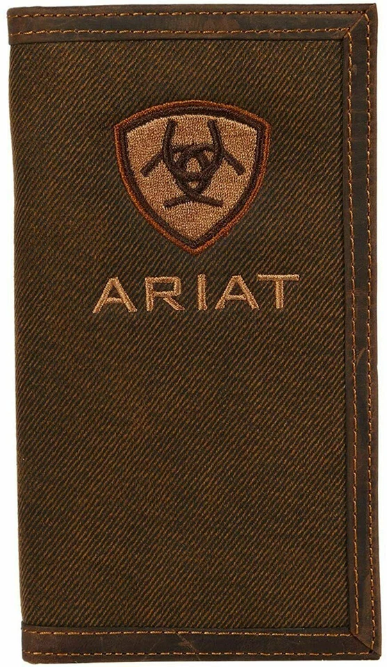 Ariat Men's Brown Logo Oilskin Cotton Rodeo Wallet A3542308
