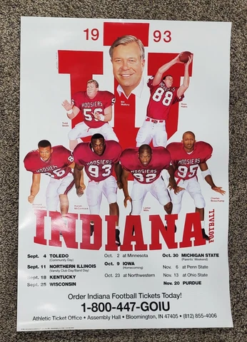 VINTAGE 1993 Indiana University Hoosiers Football Schedule Poster *WOW Cover