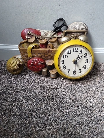 Vintage Burwood 1562 New Haven Wall Clock Fireplace Sewing 3D Wall Art Works! Cover