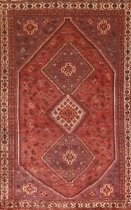Semi-Antique Tribal Red Abadeh Wool Hand-knotted Nomadic Rug Area Carpet 5'x8'