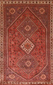 Semi-Antique Tribal Red Abadeh Wool Hand-knotted Nomadic Rug Area Carpet 5'x8' - Picture 1 of 12