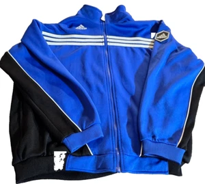 Adidas Soccer Track Jacket Blue Black Full Zip Mock Throwback Vintage Youth XL - Picture 1 of 14