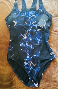 tyr swimsuit women Sz#12 One Piece Print Neuron RacerBack Lunar Met Control Fit - Picture 1 of 15