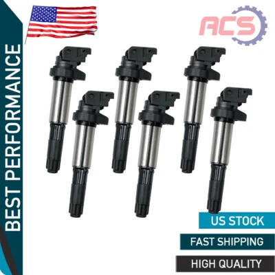 6PC Ignition Coils EBM322 for 2002-2006 BMW M3 3.2L L6 Rolls-Royce UF515 UF522 - Imagem 1 de 4