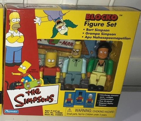 New - SIMPSONS BLOCKO 3-Figure Set BART SIMPSON Grampa APU Cover