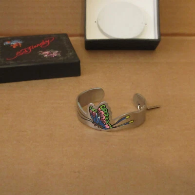 Винтажный новый в коробке Ed Hardy бабочка эмаль манжеты браслет из нержавеющей стали 2,5» браслет коробка - Изображение 1 из 4