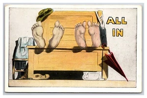 Comic Risqué Couple in Bed are All In UNP WB Postcard L19 - Picture 1 of 1