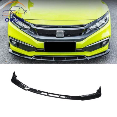 For Honda Civic Sedan 2019-21 Gloss Black GT Style Front Bumper Lip Splitter Kit - Image 1 of 4