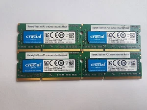 CRUCIAL 16GB 4X4GB DDR3L 1600 MT/s (PC3-12800) 1.35v CL11 SODIMM 204-Pin - Picture 1 of 3