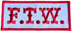 F.T.W. MC MOTORCYCLE BIKER CLUB ANARCHY GANG WHITE RED JACKET VEST IRON ON PATCH - Picture 1 of 2