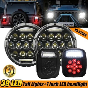 7"Inch LED Headlight Hi/Lo+Lisence Plate Lamp Tail Light For Jeep Wrangler TJ CJ - Imagen 1 de 12