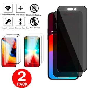 2Pcs For iPhone 16 15 14 13 12 11 Pro Max XR Max Tempered Glass Screen Protector - Picture 1 of 37