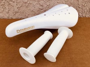 Viscount Dominator Seat Old School Bmx Hard Shell WHITE saddle Grips GT DYNO - Picture 1 of 4