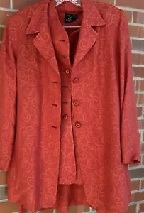 Elements by Escada 3-teiliger Anzug rot abstrakt Rock Jacke Weste 100% Leinen Gr. 42 - Bild 1 von 16