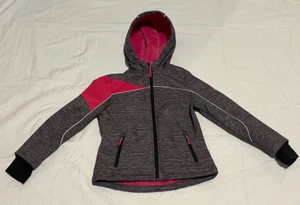 Snozu Gray w Pink & Black Accents Hooded Winter Jacket Girls L 14-16 Fleece Line - Picture 1 of 9