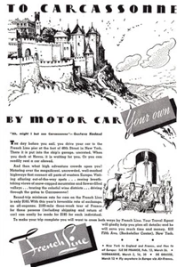 1938 French Line: Carcassonne by Motor Car Vintage Print Ad - Picture 1 of 1