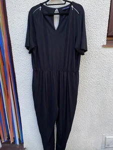 M&S Collection Black Jersey Jumpsuit - Shoulder Zips - New Without Tags - UK 20 - Picture 1 of 3