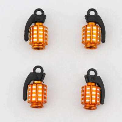 4pcs Gold Aluminum Wheel Rim Tyre Tire Valve Stem Caps Grenade Style For Yamaha - Image 1 of 4