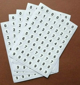 Zahlen 5x Bögen 350 Klebezahlen Ziffern Aufkleber Sticker Zahlenaufkleber 0-9 - Bild 1 von 12