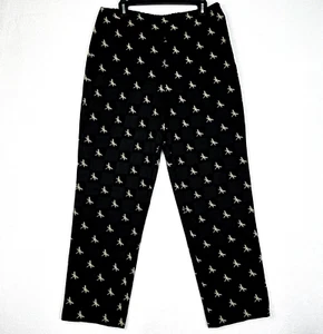 Talbots Dragonfly Pants Womens Size 14 Black Side Zip Fully Lined Embroidered - Picture 1 of 16