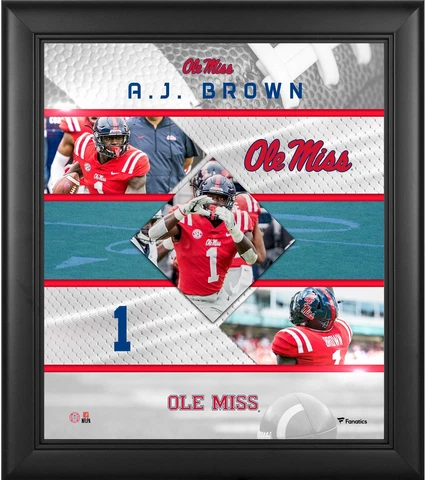 AJ Brown Ole Miss Rebels Framed 15" x 17" Stitched Stars Collage Cover