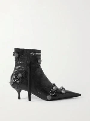 Botas de tornozelo BALENCIAGA Cagole 50 cravejadas com fivela salto gatinho preto $1750 - Imagem 1 de 4