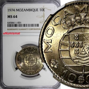 Mozambique Copper-Nickel 1974 10 Escudos NGC MS64 KM# 79b (001) - Picture 1 of 4