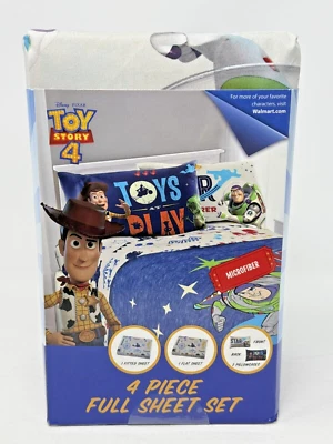Juego de sábanas de tamaño completo para niños "Juguetes en juego" de 4 piezas de Disney's Toy Story 4 - NUEVO Foto 1 de 4