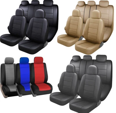 For Mercedes-Ben Car Seat Cover Full Set PU Leather Front Rear Protector Cushion - Image 1 of 4