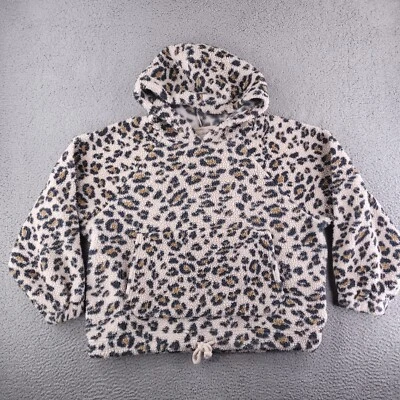 American Eagle Hoodie Womens Medium Teddy Bear Cheetah Fuzzy Fluffy - Image 1 of 4