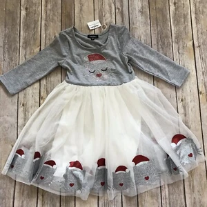 NWT Zunie Christmas Cat Tulle Dress Size 5 Glitter Party Dress Santa Hat - Picture 1 of 8