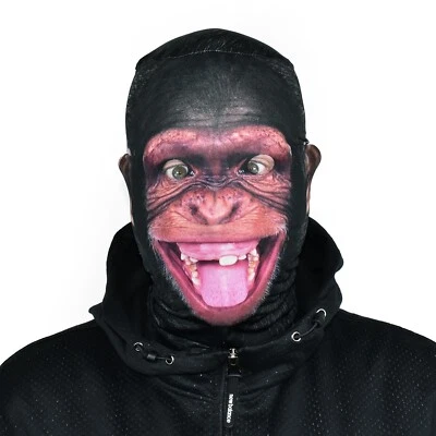 CHEEKY MONKEY TONGUE OUT DESIGN FACE MASK LYCRA FABRIC HALLOWEEN FS099 - Image 1 of 4