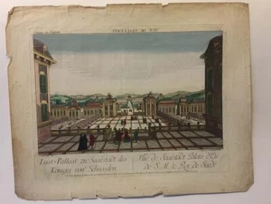 PROSPECTS VUE D'OPTIQUE SUEDE SAALSTADT PALAIS D ÉTÉ XVIII COLORIS D EPOQUE - Imagen 1 de 7