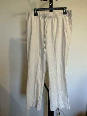 Mujer INGREDIENTES Cintura con Cordón Marfil Mezcla de Lino Pantalón Talla L Foto 1 de 4