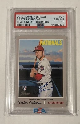 2019 Carter Kieboom Topps Heritage Real One RC Rookie Auto Autograph PSA 10 - Image 1 of 2