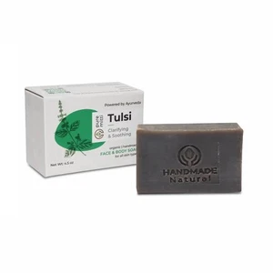 Pure Mitti Ayurvedic Coconut Oil Bar Soap, Bio Handmade, Tulsi Hilft Akne - Bild 1 von 2