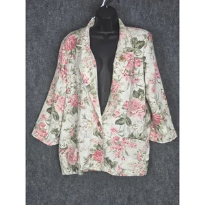 Vintage Joanna Floral Print Blazer Women's Medium Cottagecore Career Jacket Work - Picture 1 of 12