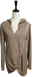 Damen Mur Mur Faux Wickel Hoodie hellbraun Tweed Langarm Pullover Gr. Medium - Bild 1 von 15