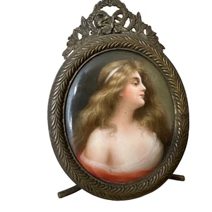 Antique Hand Painted Porcelain Miniature Female Portrait Signed Wagner c.1900 - Picture 1 of 19