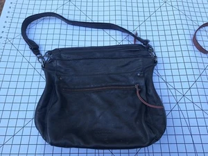 Vintage Liebeskind Berlin Black Leather Crossbody Shoulder Purse Hobo Bag Mirmar - Picture 1 of 13