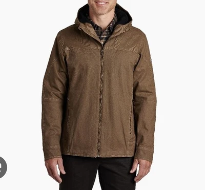 KUHL The Law Men's Size Large Fleece Lined Heavy Canvas Hoody Jacket, Dark Khaki - Image 1 of 4
