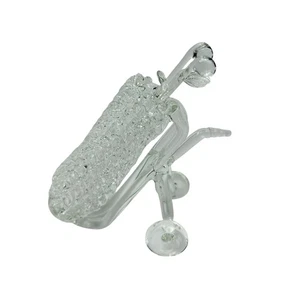 Blown Spun Glass Golf Bag Cart With 5 Clubs Golfing Decor Gift Idea 4.5" - Picture 1 of 6
