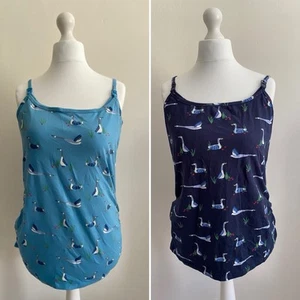 Frugi Tops Womens Large UK 16/18 Maternity/Breastfeeding/Nursing Blue Birds Cami - Picture 1 of 13