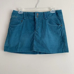 American Eagle Corduroy Mini Skirt Womens Size 6 Teal Blue Pockets Y2K New - Picture 1 of 8