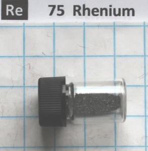Rhenium Metall Pulver 99,96% 1 gramm Metal powder in glass vial Element 75 - Bild 1 von 1